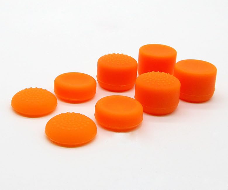 Image of Pack of 8 pcs Analog Controller Gamepad Raised Antislip Thumb Stick Grips Thumbsticks Joystick Cap Cover for PS5, PS4, PS3, Switch Pro, Xbox one, Xbox 360, Wii U, PS2 Controller (Orange)