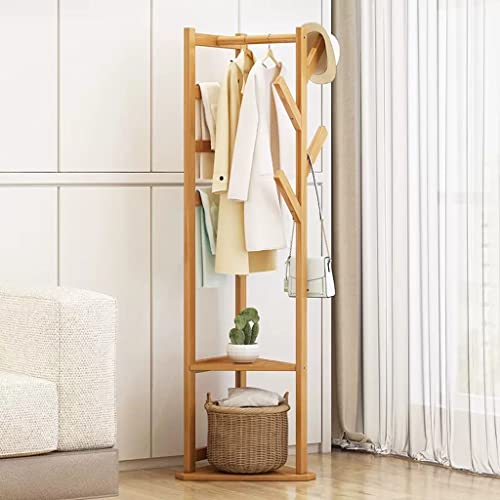 Étagère d'angle multifonctionnelle avec cintres pour ranger la maison
