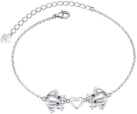 S925 Sterling Silver Frog Link Animal Heart Toad Bracelet for Women Jewelry