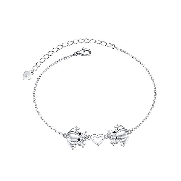 S925 Sterling Silver Frog Heart Anklet Ankle Foot Bracelet for Women