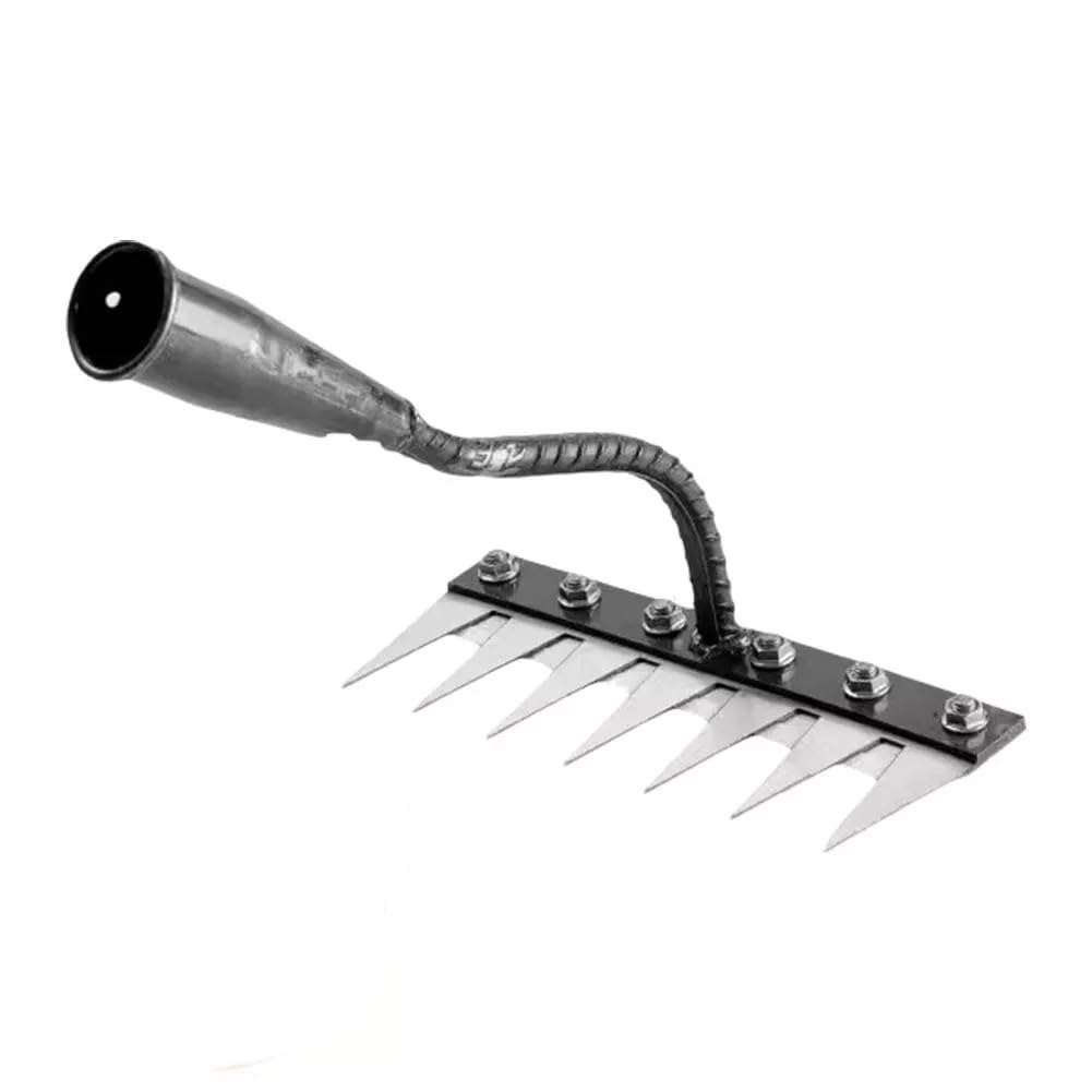 Carbon Steel Garden Weeding Rake with 6, 7 or 8 Teeth - Heavy Duty Metal Rake for Efficient Garden Weeding (7-teeth)