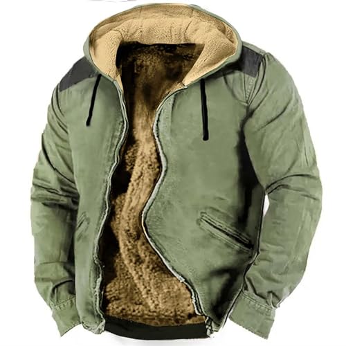 Men's Winter Coat Sherpa Fleece Lined Jacket Full Zip Up Thick Heavyweight Warm Hoodie Sweatshirts Coat Outwear3