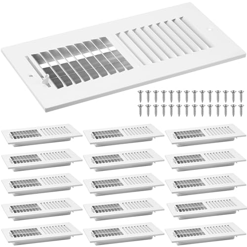 Zonon 16 Pcs 10 x 4 Inch (Interior Size) Air Vent Cover Ceiling Register Grill Duct Opening Air Supply Diffuser 2 Way Steel Sidewall Ceiling Vent Covers Inlet Manual Adjuster for Home