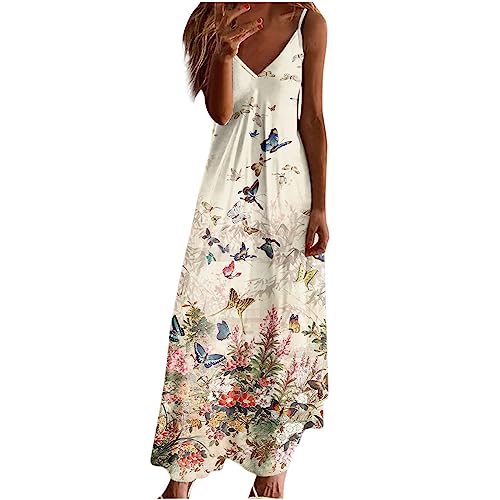 tsaChick Sommerkleid Schwangerschaft Damen Lässig Gedruckt V-Ausschnitt Halfter Langes Kleid Kleider In Kurzgrößen Sommerkleid Baumwolle Damen Kleid Damen Damen Kleidung Sommerkleid Damen Leicht