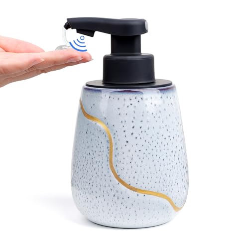 BosilunLife Automatic Soap Dispenser Bathroom - Liquid Hand Free Dispenser Smart Electric Ceramic Lotion Soap Dispenser Touchless with Waterproof Pump Rechargeable for Dish Soap, 17oz, Speck