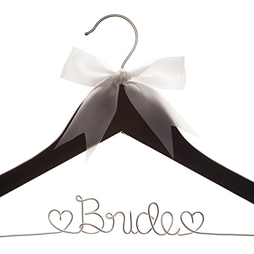 Ella Celebration Bride To Be Wedding Dress Hanger Wooden And Wire Hangers For Gown (Black With Silver Wire) #TOP4