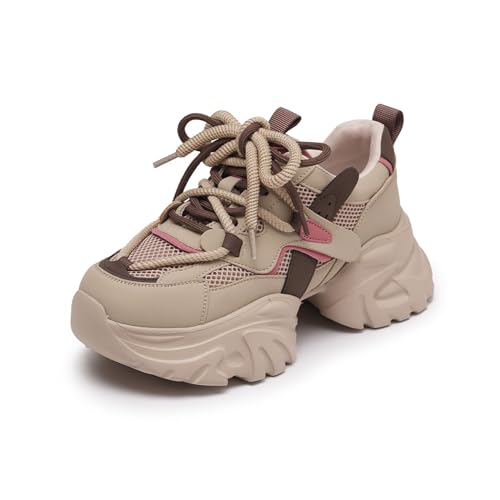 Baskets pour femme à semelle épaisse et lacets confortables pour le sport et le quotidien