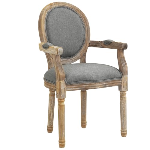 HOMCOM Chaise de Salle à Manger Chaise de Salon médaillon Style Louis XVI Bois Massif patiné...