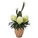 Nearly Natural 27in. Bromeliad and Cactus Artificial Terracotta Planter Silk Plants, White