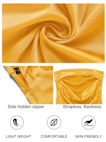 Image of MEROKEETY Women's Summer Satin Strapless Bodycon Dress 2026 Backless Tube Wedding Guest Cocktail Formal Party Maxi Dresses