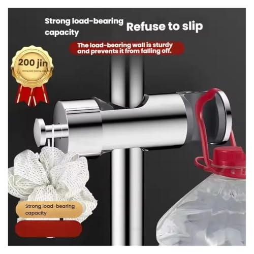 Support de douche pour barre universelle réglable avec crochet de rangement silver