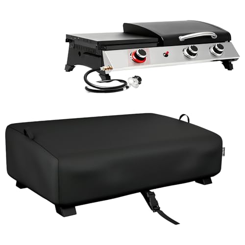 Image of EVRBUL Table Top Grill Cover Compatible with Royal Gourmet PD1305H 3-in-1 Grill Griddle Combo, Waterproof Heavy Duty 600D Portable Griddle Cover 33 inchLx20.5 inchWx9.5 inchH, Windproof Tabletop BBQ Grill Cover