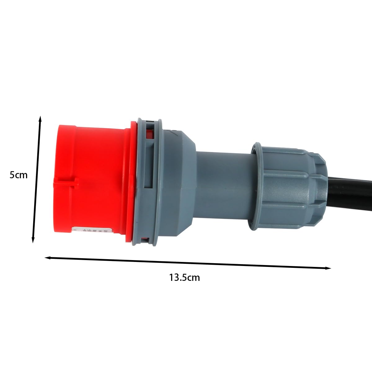 Adapter CEE o dużym natężeniu prądu 16 A do 3 x 230 V, złącze gumowe, adapter kabla zasilającego do kempingu, złącze uziemiające do przyczepy kempingowej