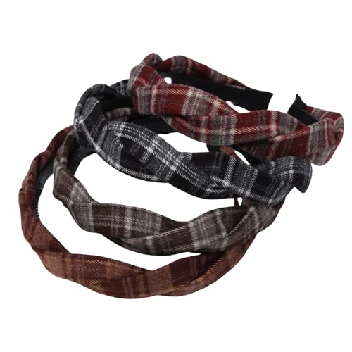 naibirdr Braided Headband for Women Girls Winter Fall Plaid Hairband 4PK