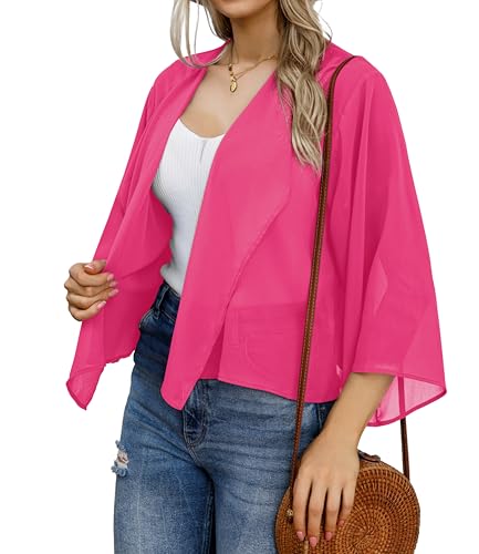 Image of Womens Summer Tops Short Shrugs Kimono Cardigans Casual Chiffon Bolero Jackets 2026