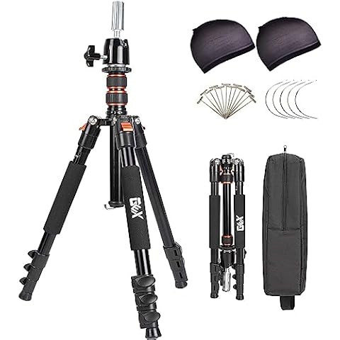 GEX 59" Mannequin Tripod Multifunction Stand Canvas Block Training Doll Manikin Head Wig Stand for Cosmetology Hairdressing (Black) Cover