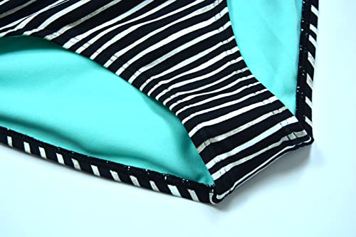 Scuping Girls Swimsuit 4-13 Years One Piece Bathing Suits Striped Heart Swimwear For Bady Gilrs (16, Black And White) #TOP4