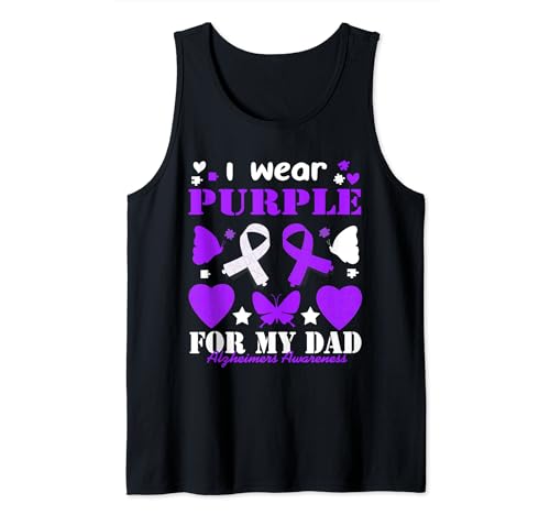 Conjunto de cinta de corazón con texto en inglés "I Wear Purple For My Dad" Camiseta sin Mangas