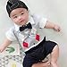 Fairy Baby Newborn Boy's Gentleman Romper Outfit with Bow Tie,0-3M,Short Grid