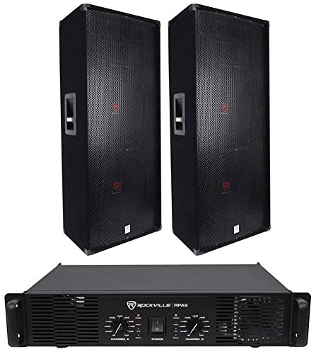 Rockville (2) RSG15.24 Dual 15 PA Speakers RPA9 Power Amplifier Amp