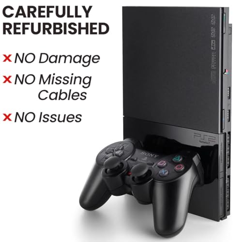 Image of Zeust PlayStation 2 Gaming System Bundle - Includes PS2 Console Slim & 2 Wireless Controllers - PlayStation 2 Console Like New - PS2 Video Game Console Black (Renewed)