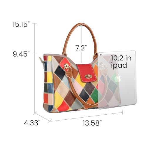 HESHE Genuine Leather Handbags Colorful Purses for Women Crossbody Bag Multi-color Tote Purse Designer Hobo Shoulder Bag4