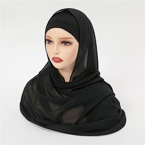 6 Pieces Chiffon Hijab Sets with Matching Color Undercap Inner Caps Shawl Scarves for Women Jersey Muslim Turban4