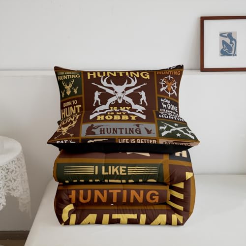 Image of Feelyou Deer Hunting Comforter Twin Size for Kids Hunting Gifts Comforter Set Boys Girls Deer Antlers Comforter Farmhouse Duvet Insert 2Pcs