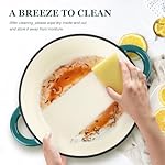 Overmont Enameled Cast Iron Dutch Oven - 7QT Pot with Lid Cookbook & Cotton Potholders - Heavy-Duty Cookware for Braising, Stews, Roasting, Bread Baking bottle green - Image 3