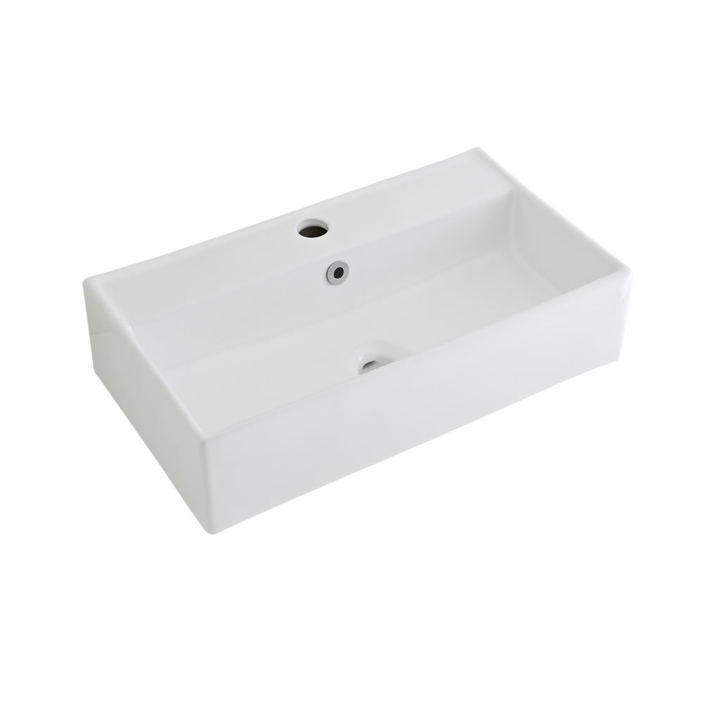 Milano Dalton White Countertop Wall Hung Bathroom Basin Sink - 550mm x 310mm