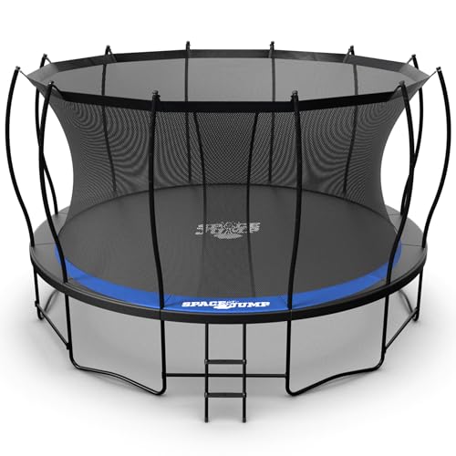 SpaceJump Lunar Trampoline Outdoor 8 FT 10 FT 12 FT 14 FT 16 FT Round Bouncer with Safety Net Black