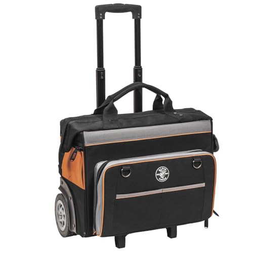 Klein Tools 55452RTB Tool Bag, Water Resistant Tool Storage Organizer Rolls on Rugged 6-Inch Wheels, 24 Pockets, Load Tested to 200-Pound by KLEIN TOOLS - Used condition - US$150.03