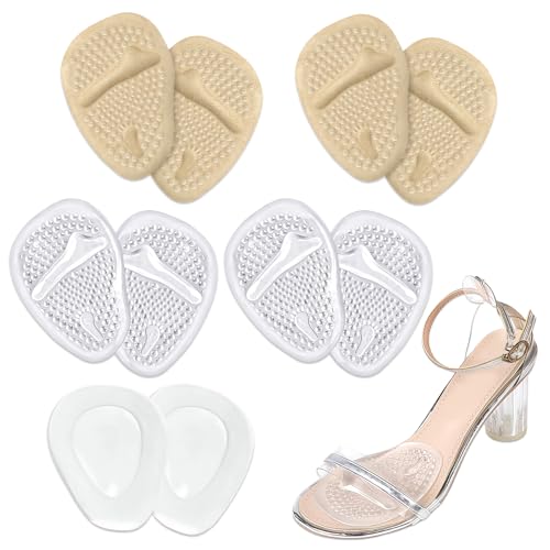 5 Pares Plantillas de Zapatos con Tacón Alto Proteger los Pies, Plantillas de Silicona para Sandalias, Almohadillas para los pie Antideslizantes, Alivia el dolor de Tacones Altos y Zapatos Incómodos
