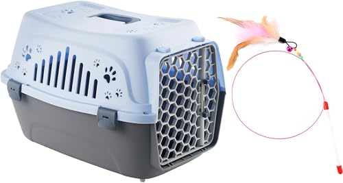 Pantress ペットキャリー ペットキャリーケース ハードキャリー 猫キャリーバック 持ち運び 犬用 ケージ ペット用 ケース ブルー 猫用 ハードキャリー ペット用キャリー キャリーバッグ 犬 旅行 おしゃれ 小型犬 防災 グッズ ハウス 散歩 プラスチック (ブルー)