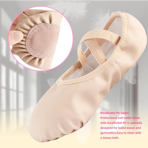 Ballet Shoes for Girls Ballet Dance Slippers Soft PU Dance Shoes for Toddler/Little Kid/Big Kid2