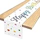 Bunt Happy Birthday Tischdecke,geburtstagsdeko,Tischläufer Geburtstag,Tischdeko Geburtstag für Junge Mädchen Table Runner Birthday,Party Dekoration, 180 X 35 cm（Weiß）