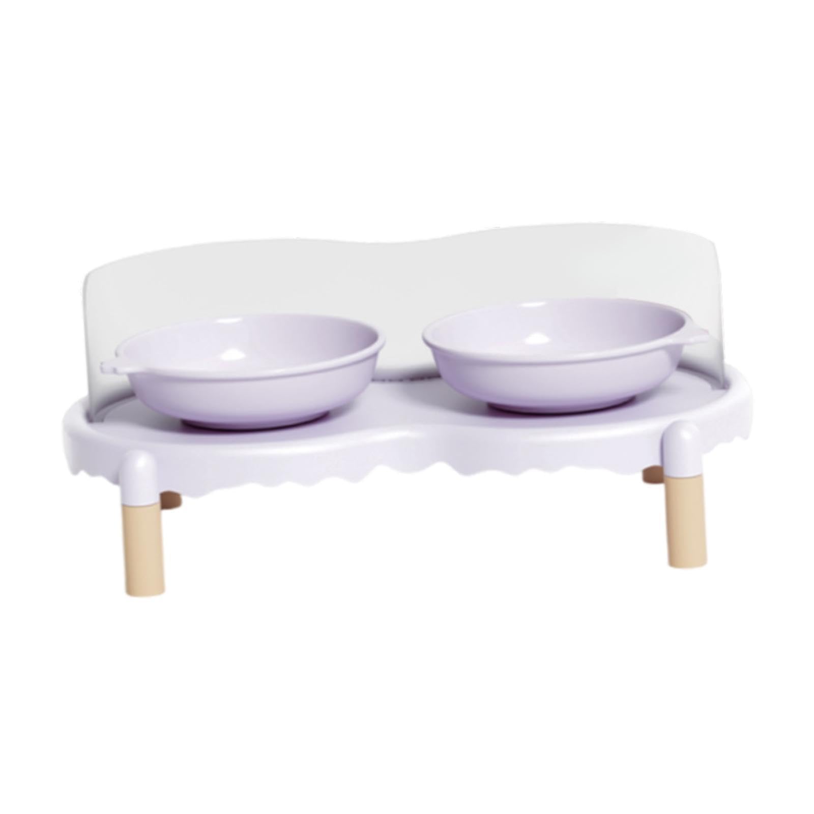 Gamelles surélevées pour Chats, Ensemble de Gamelles pour Animaux de Compagnie avec Protection Anti-éclaboussures, Support Antidérapant, en Céramique, Violet