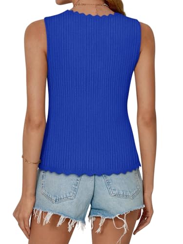 Image of COCCKO Womens Summer Tops Vacation Beach Outfits Cute Tie Front Crochet Vest Knit Sleeveless Sweaters