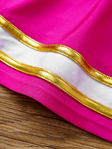 Oyolan Kids Girls Cheer Uniform Outfit Cheer Leader Costume Sleeveless V Neckline School Cosplay Halloween Costume Hot Pink G 8 Years #TOP6