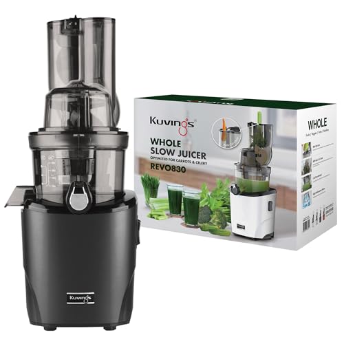 Kuvings | Entsafter | REVO830 | Slow Juicer | Doppelte Einfüllöffnung | automatisches Schneidesystem | inkl.Smoothie & Sorbet Filter Set | Mattschwarz_KSP-2478CE (Matt Black)