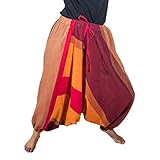 100 % Baumwolle KUNST UND MAGIE Unisex Haremshose OneSize mehrfahrbig, Farbe:Rot/Orange, Größe:One Size