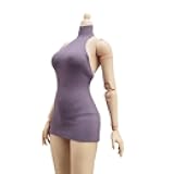 Fremego 1/6 Scale Female Clothes,Female High Neck Backless Dress Sleeveless Long Skirt Clothing Accessory for 12inch PH TBL Worldbox Action Figure (Dark Purple)
