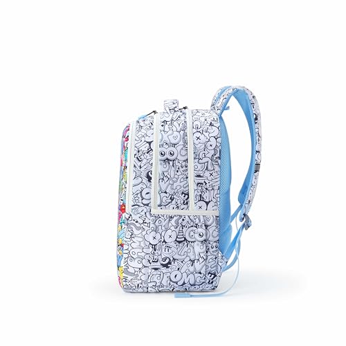 Image of American Tourister Drip | 33 Ltrs | 3 Compartments | Bottle Pocket | Ergonomic Padded Back Panel & Shoulder Straps | School Backpack for Boys & Girls | 1 Year International Warranty | Graffiti White