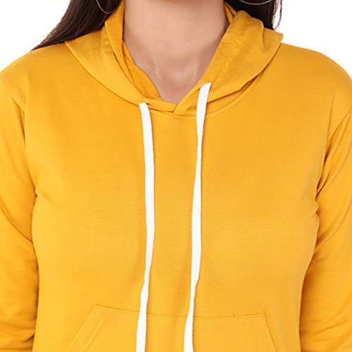 Image of JUNEBERRY Cotton Fleece Yellow Hooded Sweatshirt for Women /Girls