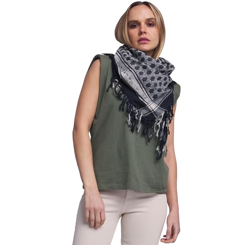 Sudra Jewish Scarf, Interlink Black Scarf with Fringe for Men & Women Premium Fabric, Versatile as Neck or Head Scarf4