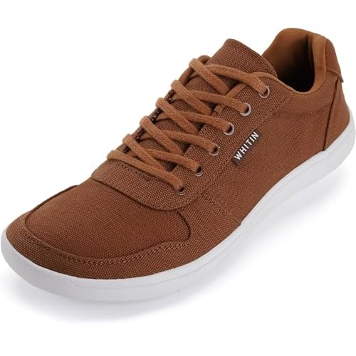 WHITIN Men’s Wide Barefoot Shoes | Stylish Canvas Minimalist Sneakers | Zero Drop Sole