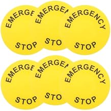 GLEAVI Emergency Stop Button Mark Self-Adhesive Pvc Safety Label 2.36X2.36In Yellow Industrial Equipment Warning Sign for Quick Identification