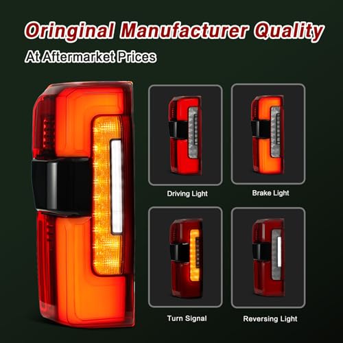 Image of LED Tail Lights Fit for 2023-2026 Ford F250 F350 F450 Super Duty | LED Type Rear Light Platinum /Limited Rear Brake Lamp Assembly OEM PC3Z13405C (LED W /Blind Spot, Left Driver Side)