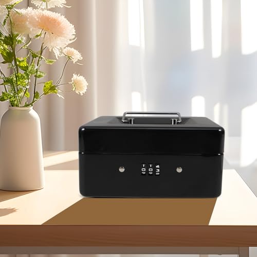 Coffre-fort petit format en métal noir MAGICLULU pour argent - 5
