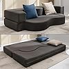 Ijuicy full size convertible floor sofa bed futon sofa bed foldable foam folding mattress sleeper leathaire fabrics floor couch lounge sleeper bed for small spaces dark grey  urban country home decor